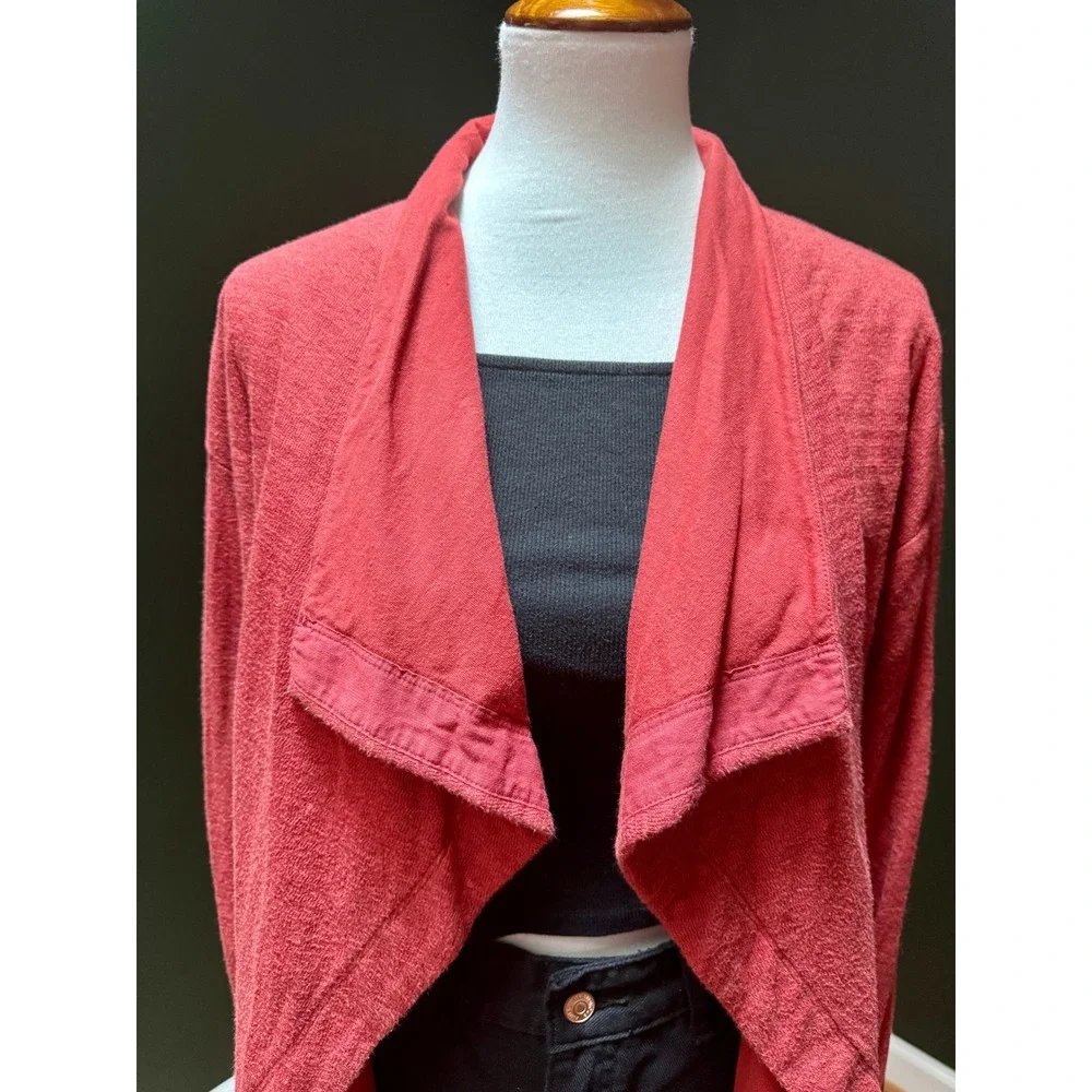 Eddie Bauer Red Drape Front Terry‎ Knit Sweater Women's Size M - Picture 3 of 8